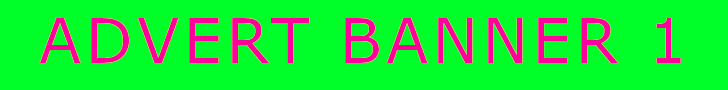 A bright green rectagular box containing the words Advert Banner 1 in pink