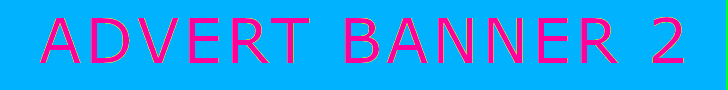 A bright blue rectagular box containing the words Advert Banner 2 in pink